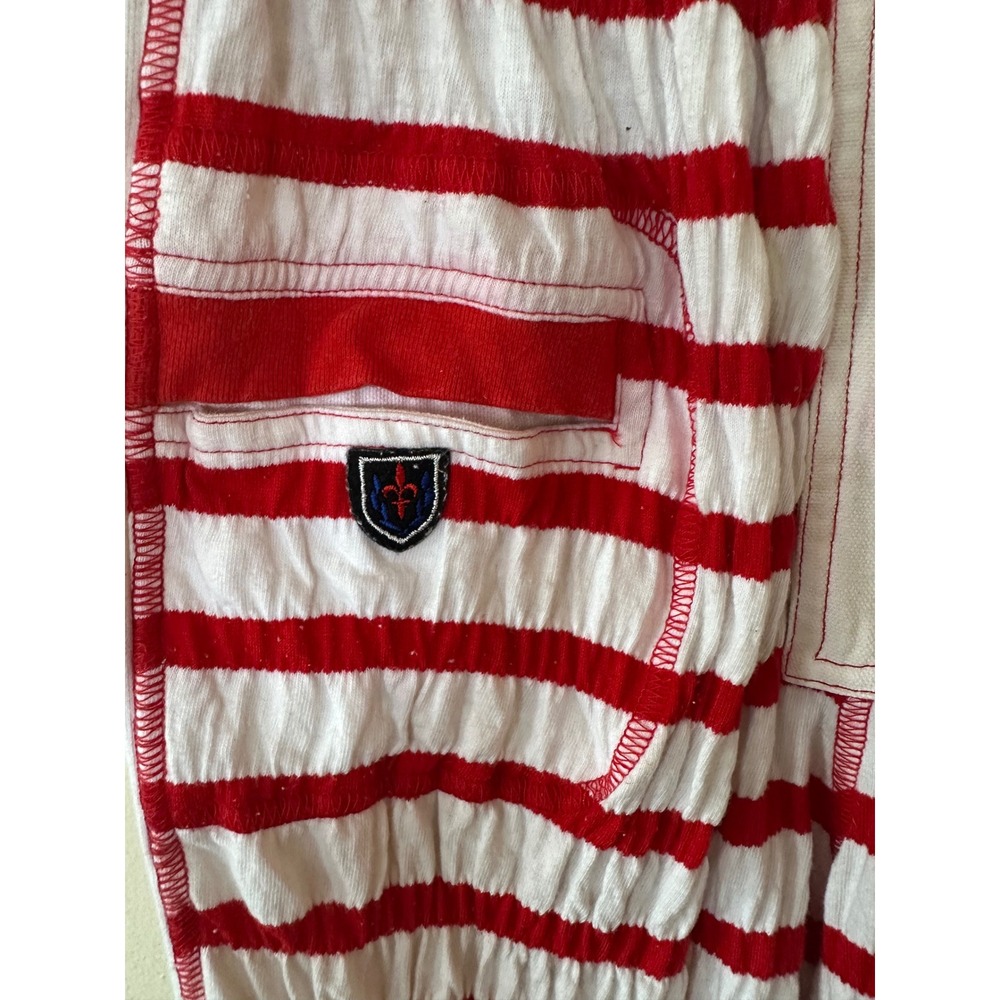 Phyllis Sues Vintage Red White Striped Crinkle Pants Tropical Patch Retro Small - Picture 9 of 16